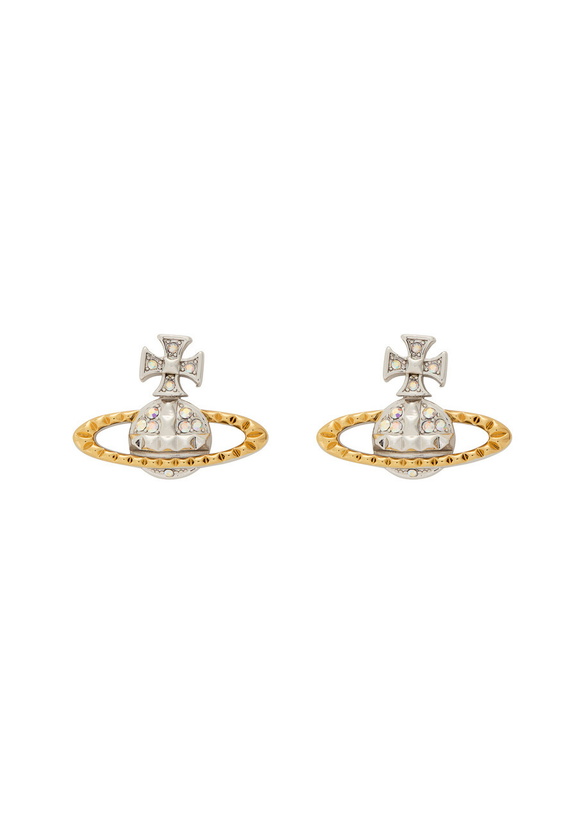 Photo: Vivienne Westwood Mayfair Bas Relief Two-toned Rhodium-plated Stud Earrings - Silver - One Size
