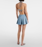 Area Floral-appliqué denim shorts