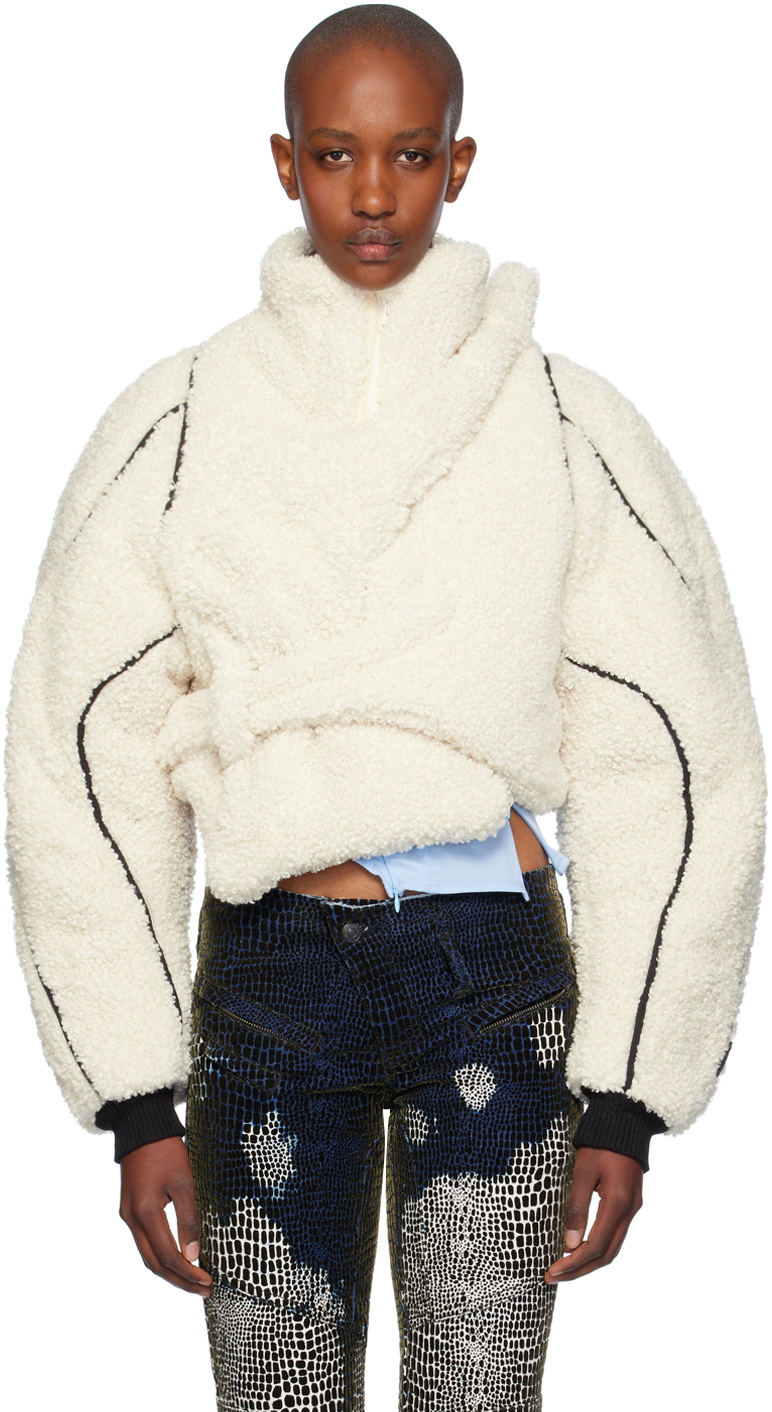 Ottolinger Off-White Asymmetrical Teddy Jacket Ottolinger