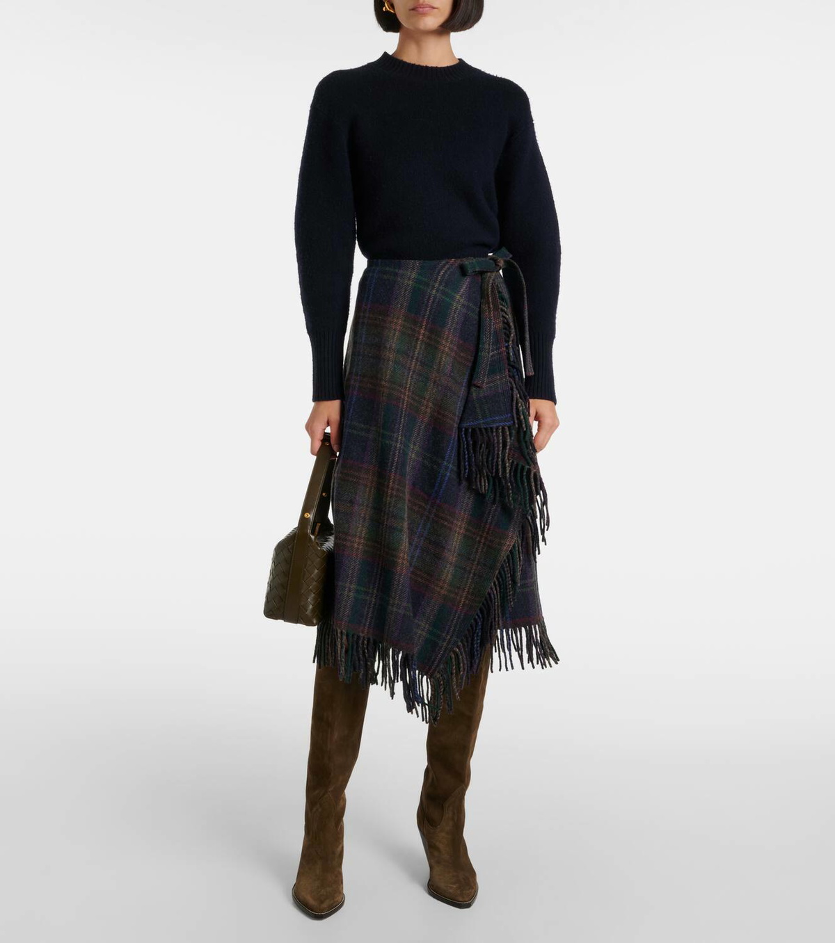 【送料&関税込】Polo Ralph Lauren Fringed Wrap Skirt Polo Ralph Lauren Fringed plaid wool-blend wrap skirt Polo