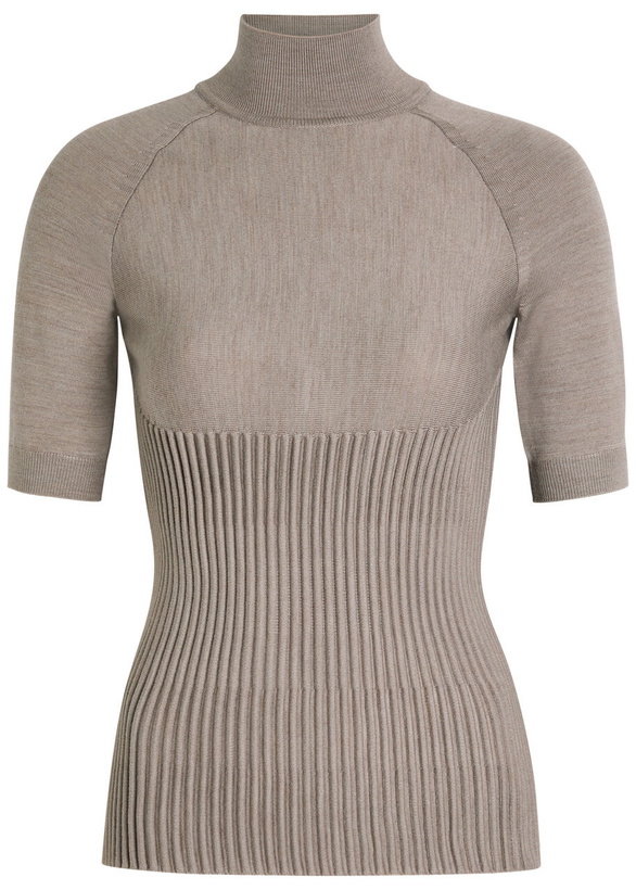 Photo: Alaïa Ribbed Wool-blend top Grey