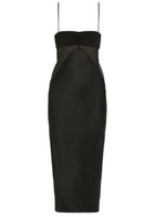 Rick Owens Panelled Satin Midi Slip Dress Black