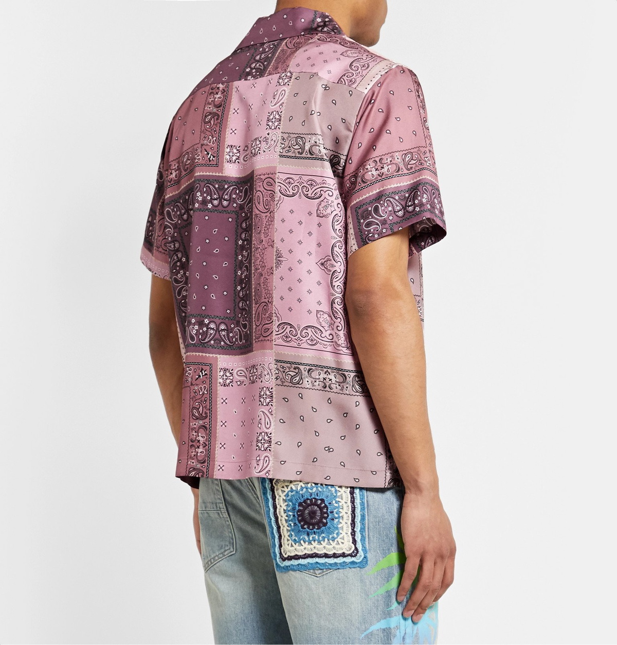 AMIRI - Camp-Collar Bandana-Print Silk-Twill Shirt - Pink Amiri