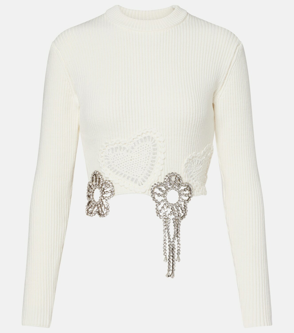 Area Embellished cotton-blend sweater
