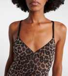 Saint Laurent Leopard-print tulle slip dress