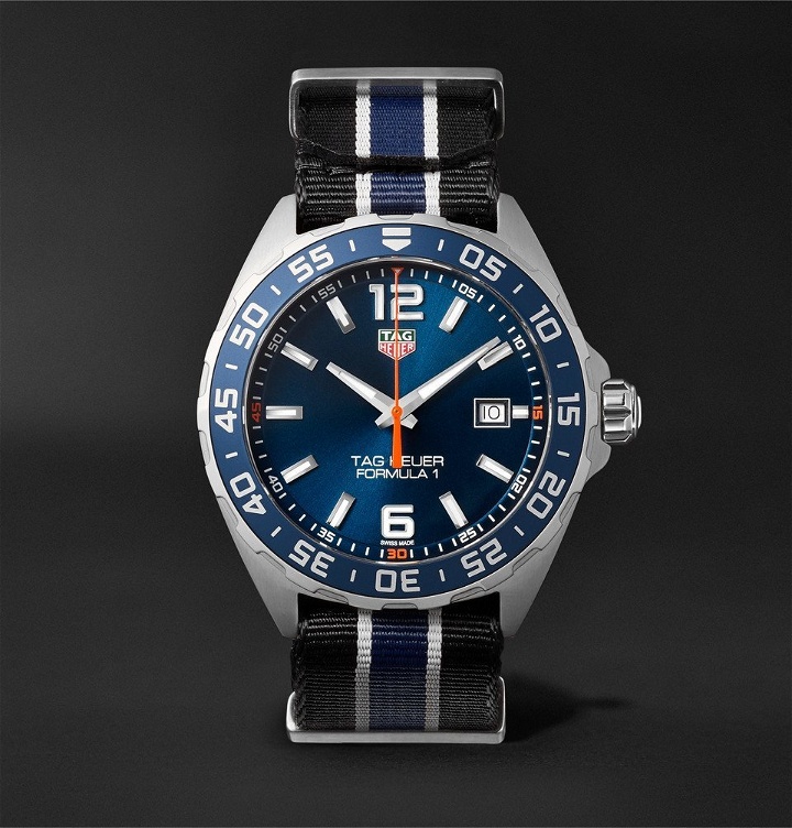 Photo: TAG Heuer - Formula 1 43mm Stainless Steel and NATO Webbing Watch - Men - Blue