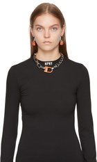 Heron Preston Silver & Orange Multichain Square Necklace