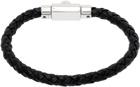 Ferragamo Black Braided Leather Bracelet