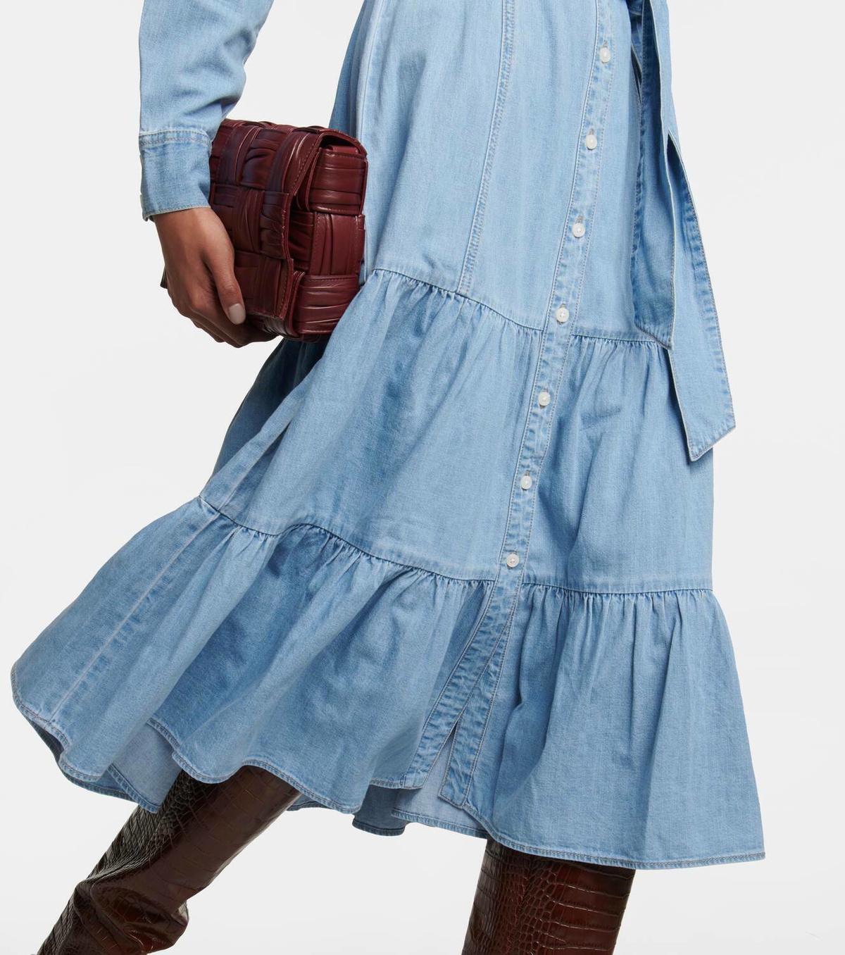 Veronica Beard Belted denim midi dress Veronica Beard