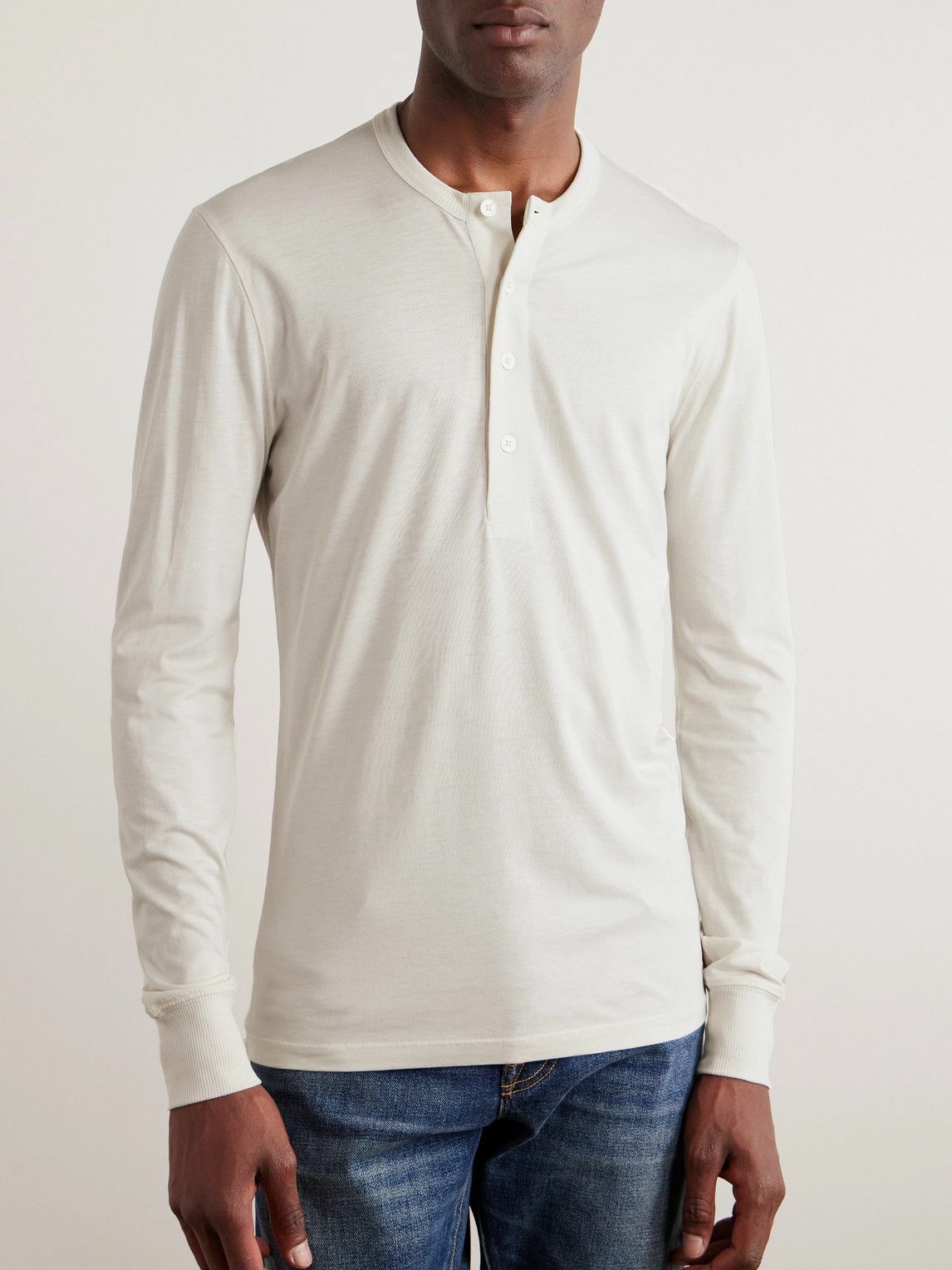 TOM FORD - Lyocell and Cotton-Blend Jersey Henley T-Shirt