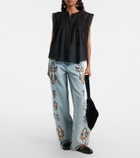 Marant Etoile Maella embroidered fringed straight jeans