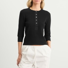 Nothing Written Women's Vintage Button T-Shirt in Black