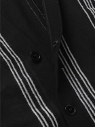 REMI RELIEF - Distressed Striped Cotton-Blend Jacquard Cardigan - Black