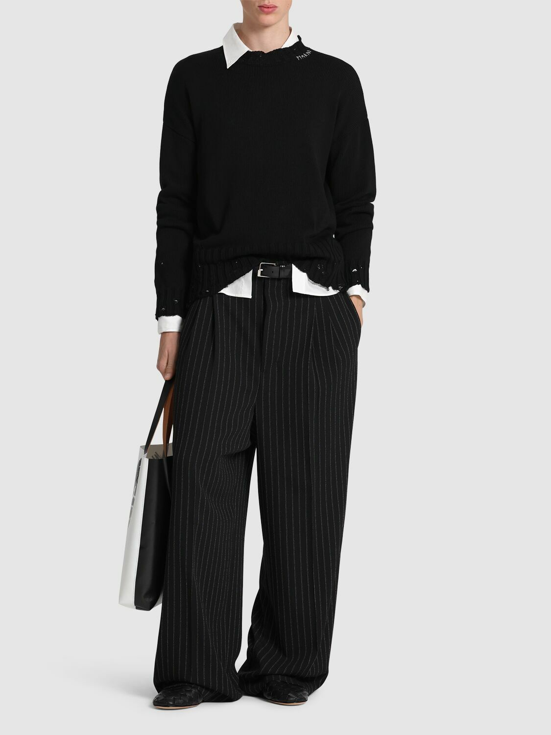 MARNI Logo Cotton Knit Boxy Sweater