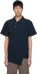 Comme des Garçons Homme Deux Navy Asymmetric Polo