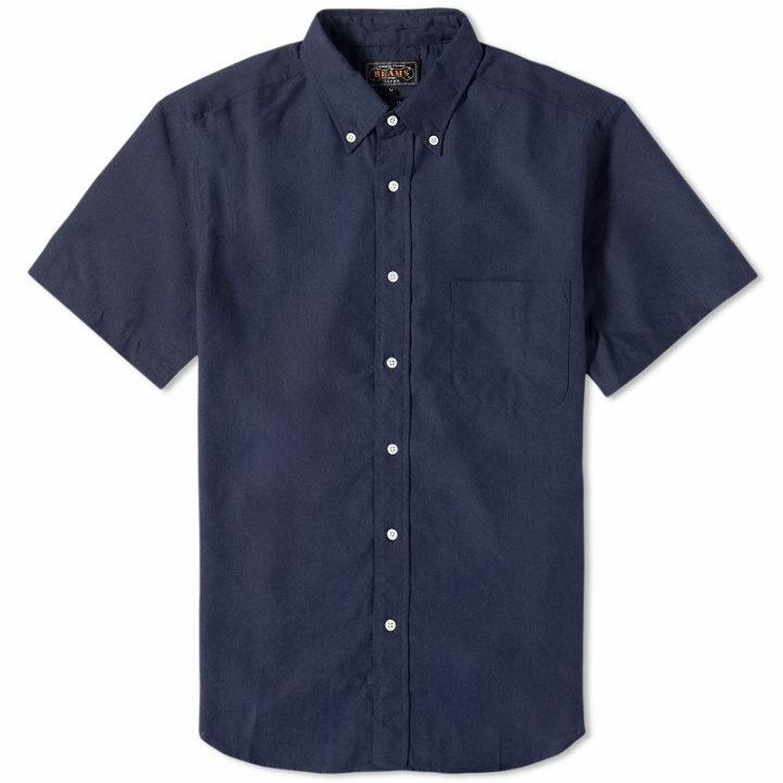 Photo: Beams Plus Men's BD COOLMAX® Linen Short Sleeve Shirt in Navy