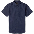 Beams Plus Men's BD COOLMAX® Linen Short Sleeve Shirt in Navy