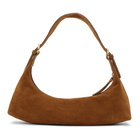 BY FAR Brown Suede Curved Shoulder Bag