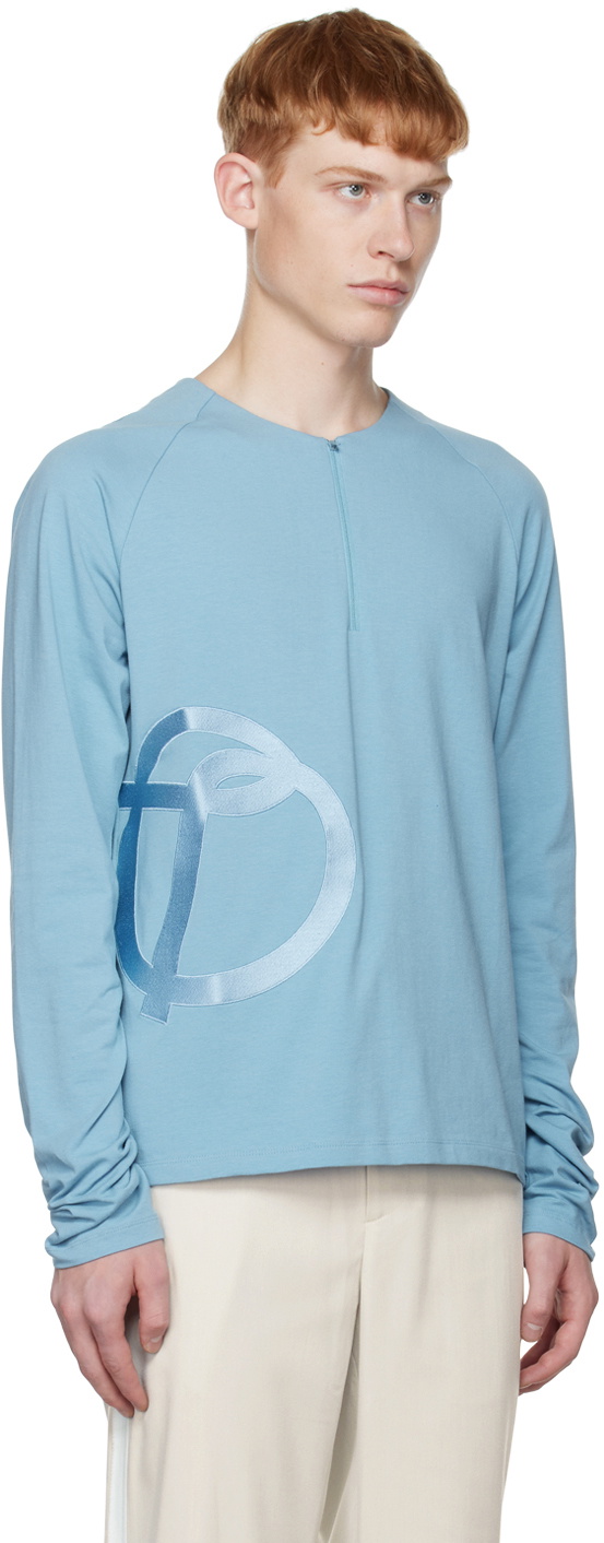 TheOpen Product SSENSE Exclusive Blue Symbol Half-Zip T-Shirt