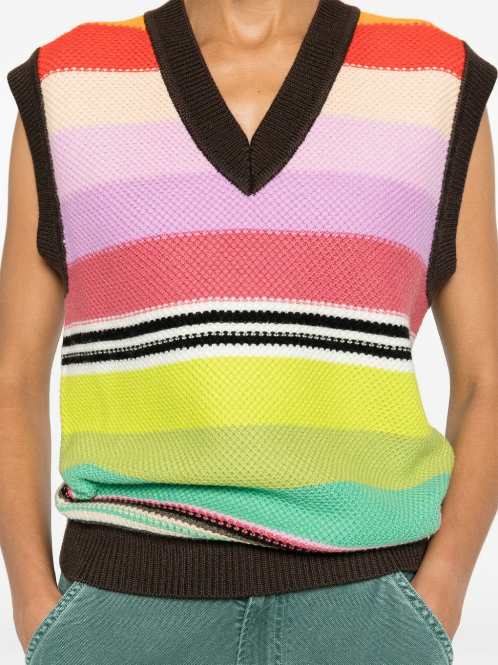 Christopher John Rogers Multicolour Striped Wool Knitted Vest