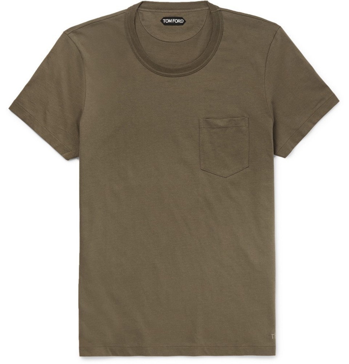 Photo: TOM FORD - Slim-Fit Cotton-Jersey T-Shirt - Army green