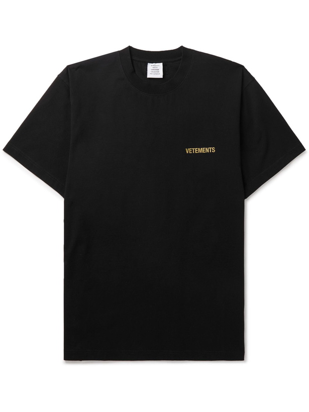Photo: VETEMENTS - Oversized Logo-Print Cotton-Jersey T-Shirt - Black