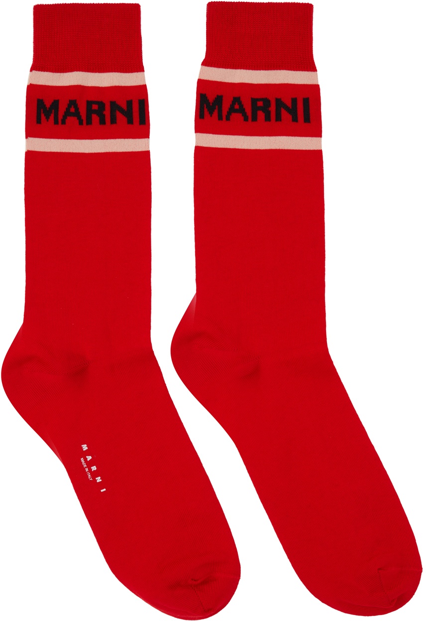 Marni Red Logo Socks Marni