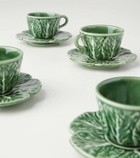 Bordallo Pinheiro Couve set of 4 espresso cups and saucers