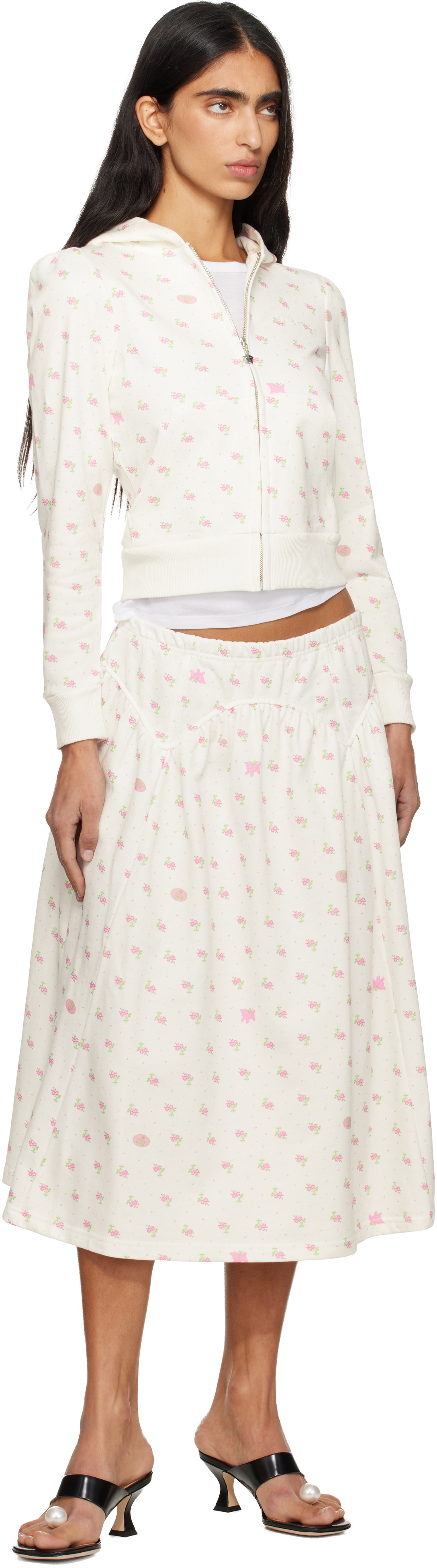 Sandy Liang White Houston Midi Skirt