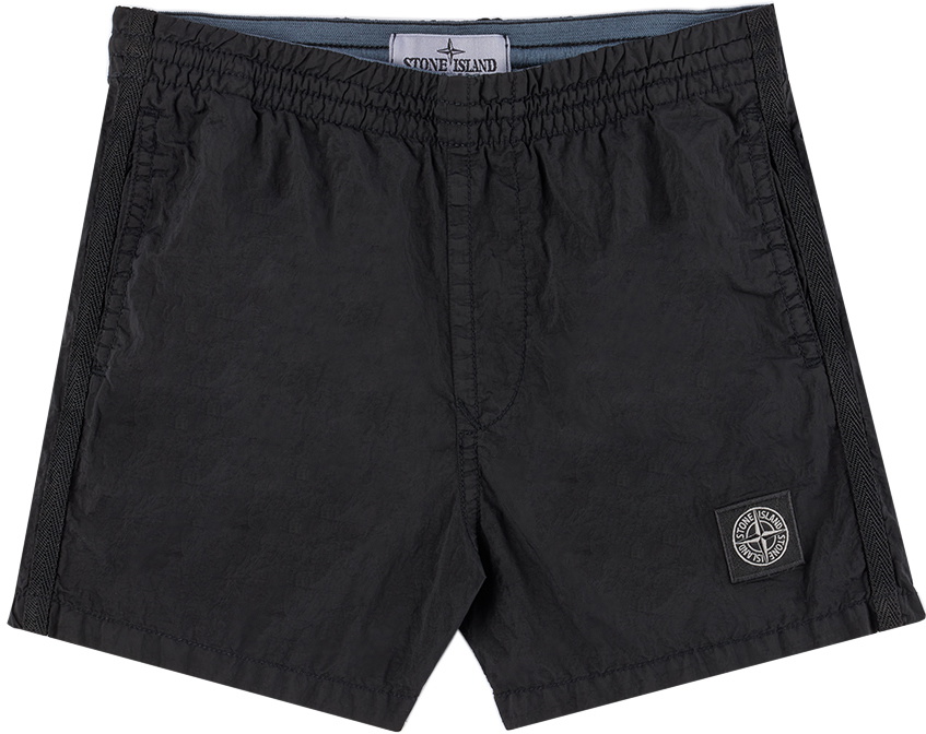 Stone Island Junior Kids Black Patch Swim Shorts
