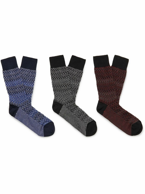 Photo: Missoni - Three-Pack Cotton-Jacquard Socks - Multi