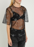 Rabanne Crystal-embellished Mesh T-shirt Black