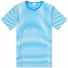 Sunspel Men's Classic Crew Neck T-Shirt in White/Turquoise