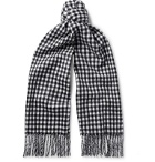 A.P.C. - Fringed Checked Wool and Angora-Blend Scarf - Black