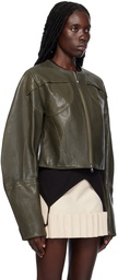 FIDAN NOVRUZOVA Khaki Paneled Leather Jacket