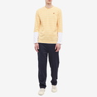 Comme des Garçons Play Men's Long Sleeve Stripe Contrast Sleeve Te in Yellow/White