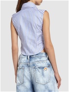 DSQUARED2 - Striped Cotton Sleeveless Knotted Shirt