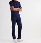 DUNHILL - Contrast-Tipped Silk and Cotton-Blend T-Shirt - Blue