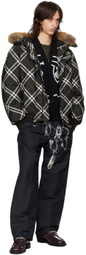 Burberry Brown Faux-Fur Trim Check Down Bomber Jacket