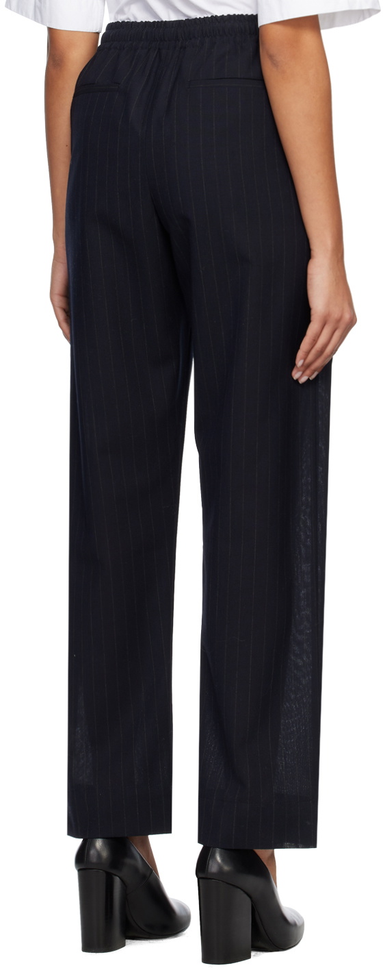 Margaret Howell Navy Pinstriped Trousers