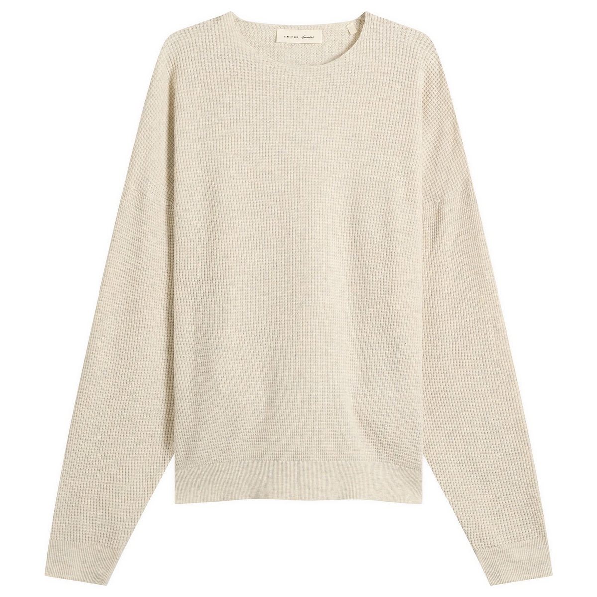 Fear of God ESSENTIALS Men's Signature Waffle 90s Crew Neck Sweats in Oatmeal Heather