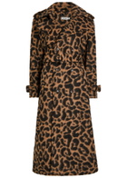 Simkhai Rumi Leopard-print Brushed Wool-blend Trench Coat