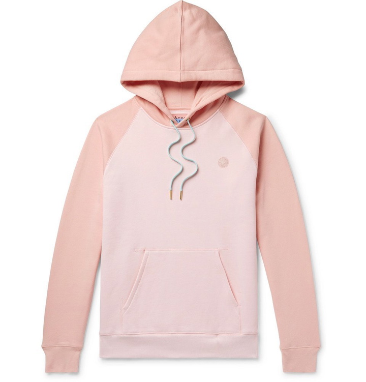 Photo: Acne Studios - Logo-Appliquéd Colour-Block Fleece-Back Cotton-Jersey Hoodie - Pink