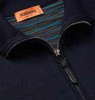 Missoni - Intarsia-Trimmed Wool-Blend Zip-Up Sweater - Men - Navy