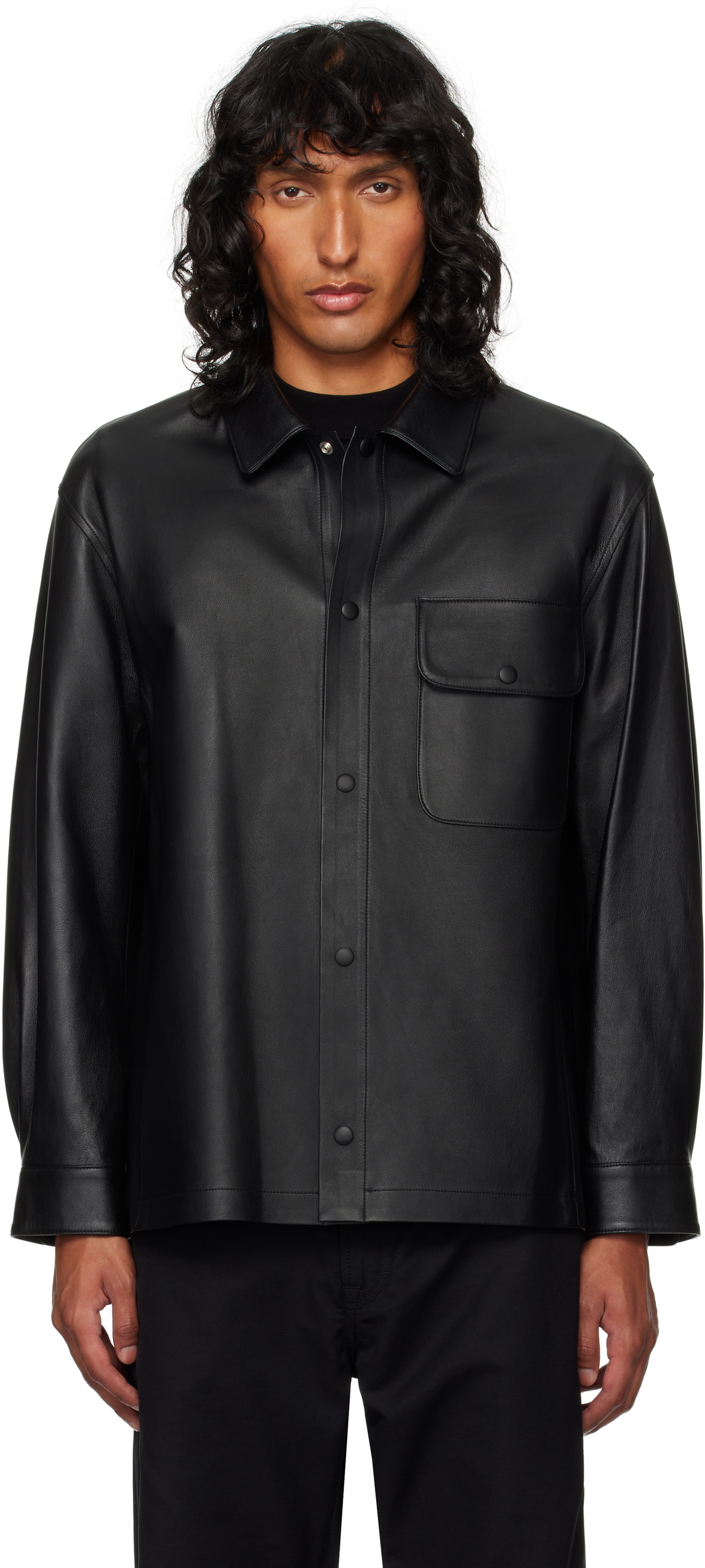 DOCUMENT Black Shirting Leather Jacket