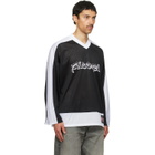 Palm Angels Black & White Thai Logo Mesh Loose Long-Sleeved T-shirt