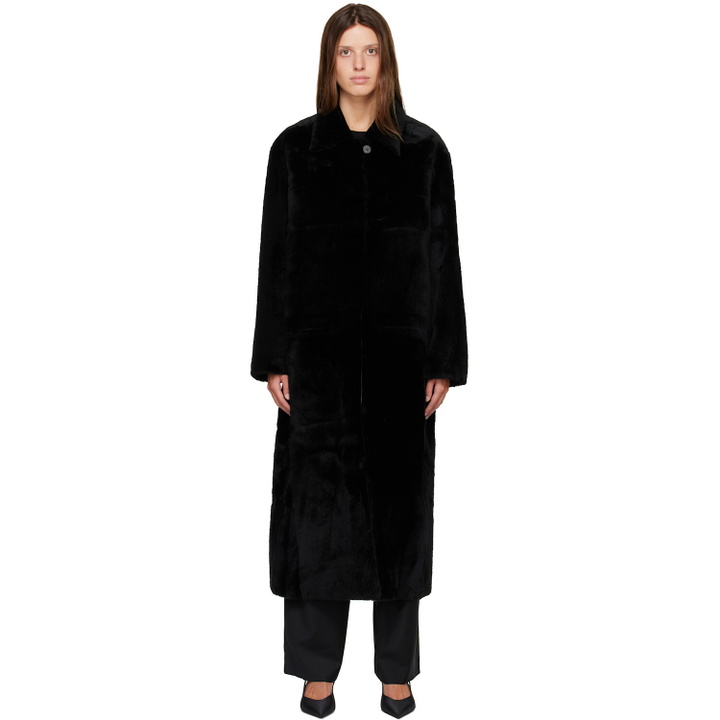 Photo: R2W Black Naca Relaxed Fit Shearling Coat