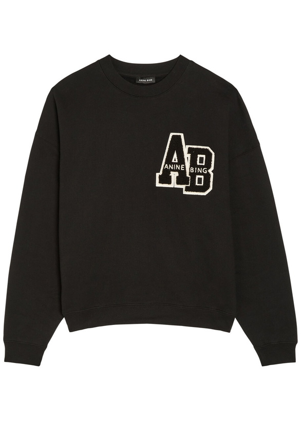 Photo: Anine Bing Miles Logo-appliquéd Cotton Sweatshirt Black