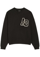 Anine Bing Miles Logo-appliquéd Cotton Sweatshirt Black