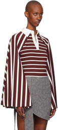 FIDAN NOVRUZOVA Burgundy & White Aby Cape Polo Bodysuit